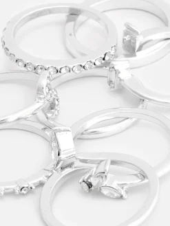 Ringen Met Initiaal Met Stras, Set Van 8