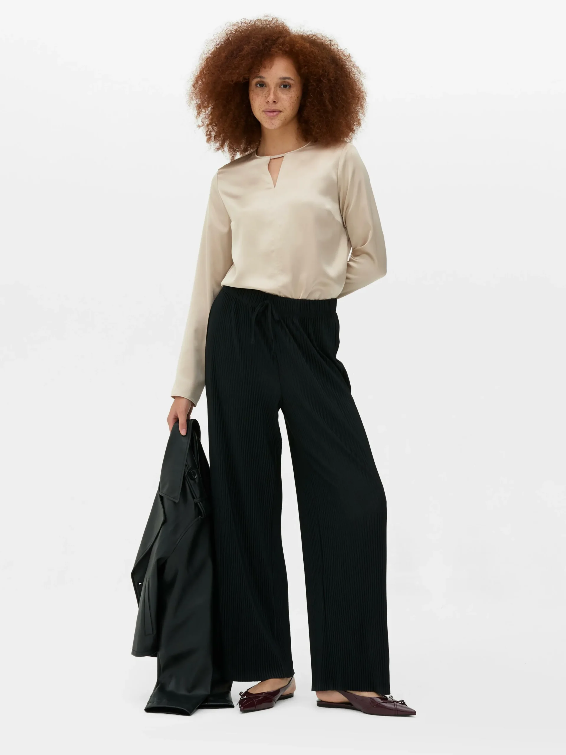 Satijnen Blouse Met Opengewerkt Detail
