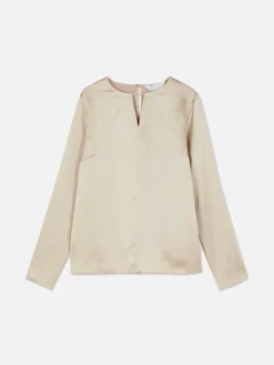 Satijnen Blouse Met Opengewerkt Detail