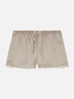 Satijnen Pyjamashort Met Kanten Zoom