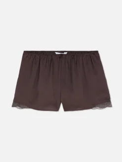 Satijnen Pyjamashort Met Kanten Zoom