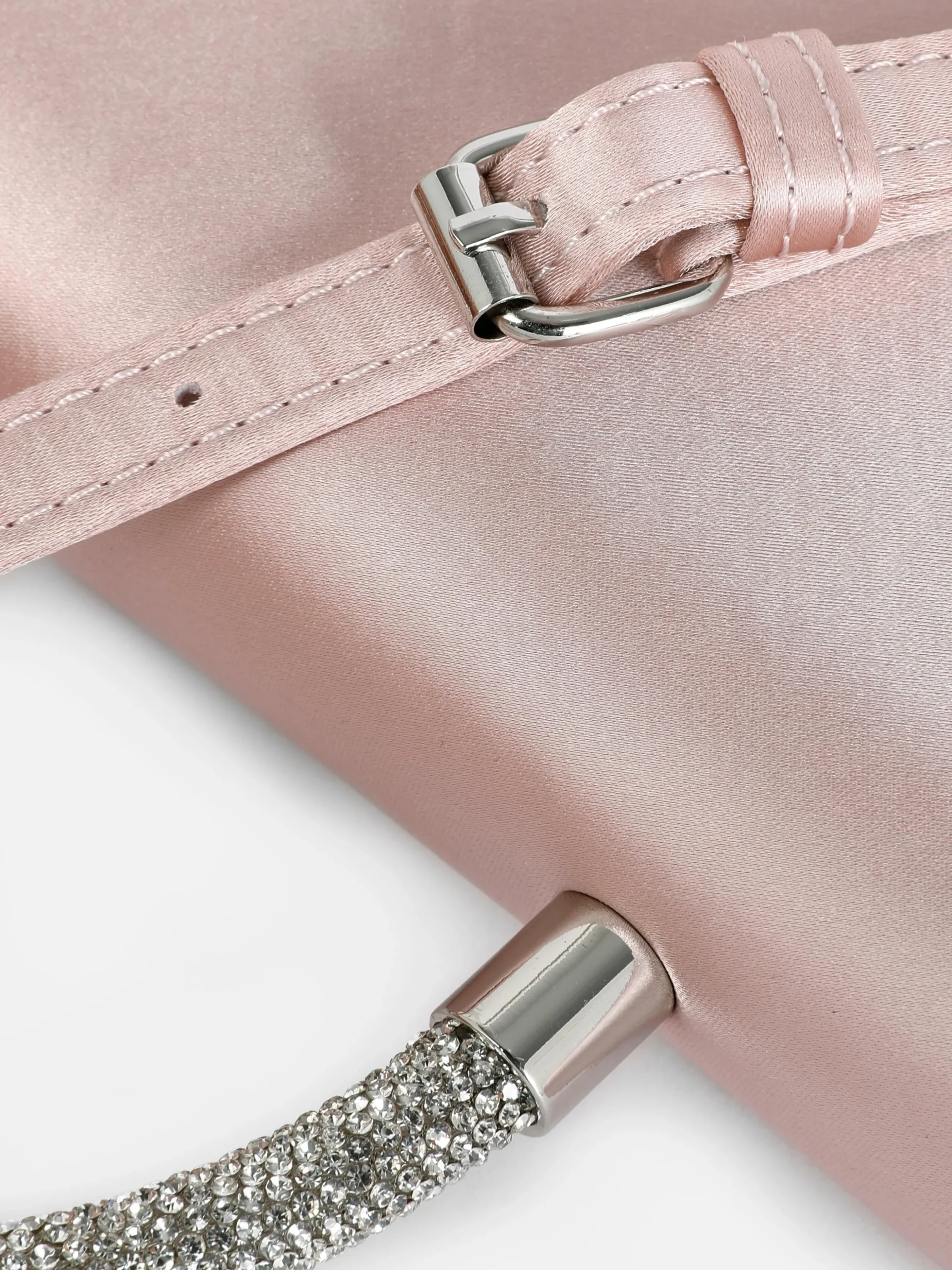 Satijnen Schoudertas Met Strass Op Handvat