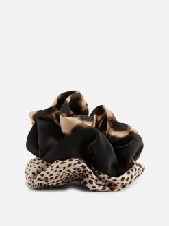 Satijnen Scrunchies Met Dierenprint, Set Van 3