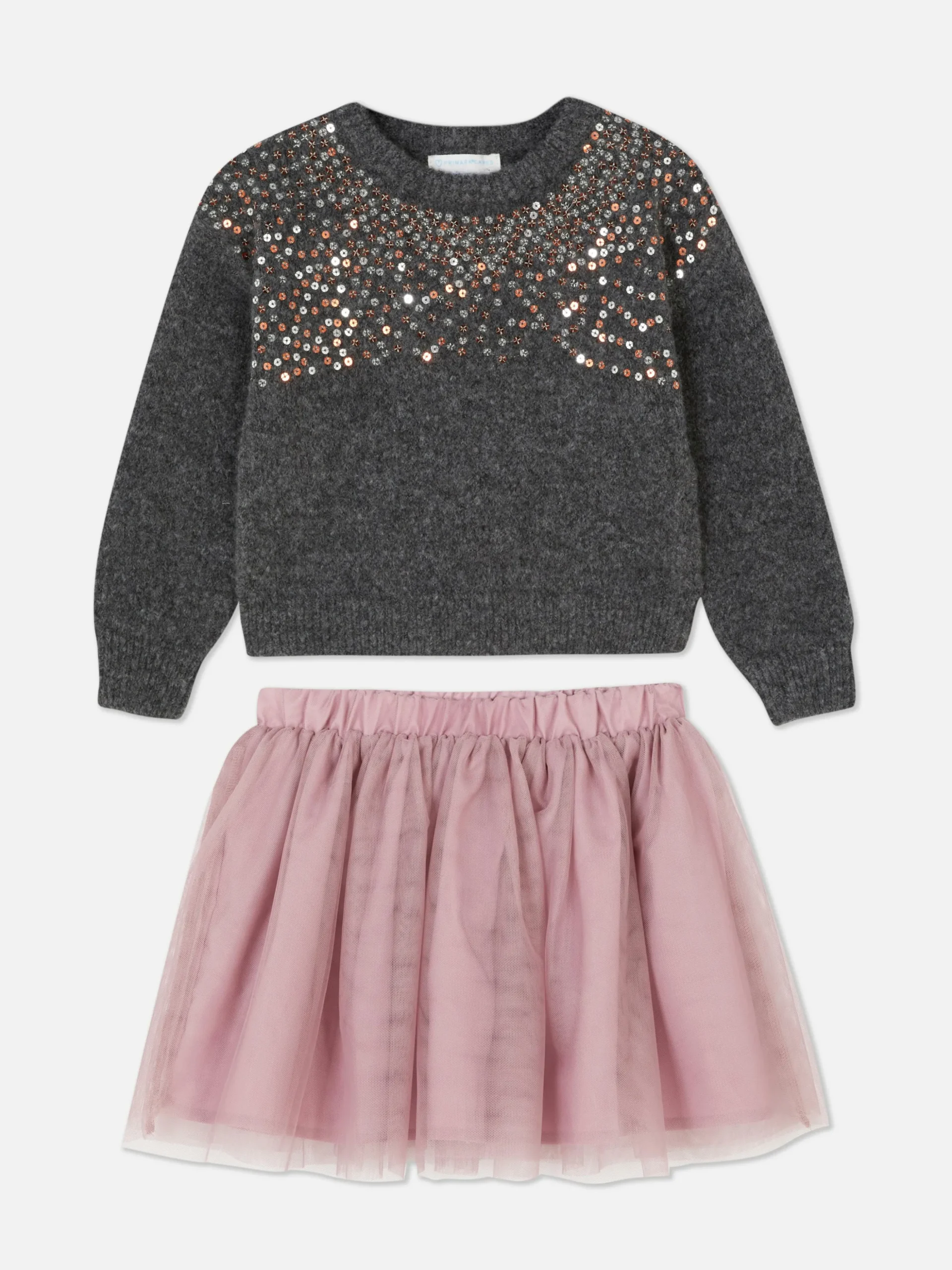 Set Met Trui Met Pailletten En Rok Van Tule