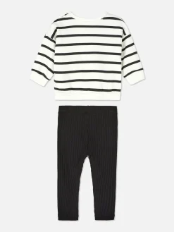 Set Van Gestreept Sweatshirt En Geribde Legging