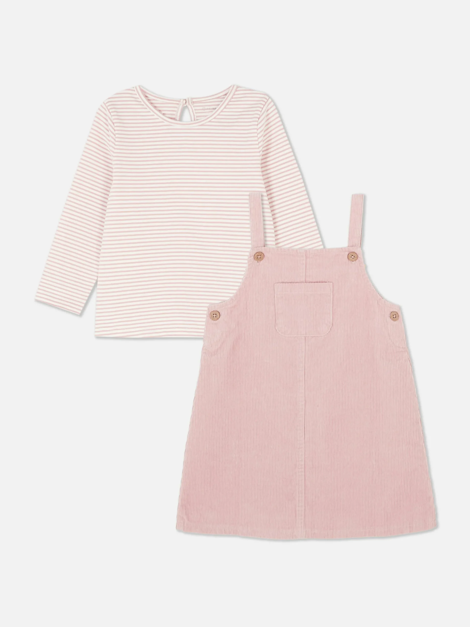 Set Van Gestreept T-shirt En Corduroy Overgooier