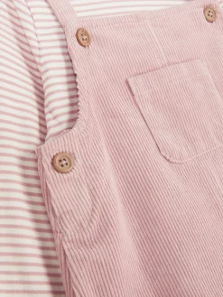 Set Van Gestreept T-shirt En Corduroy Overgooier