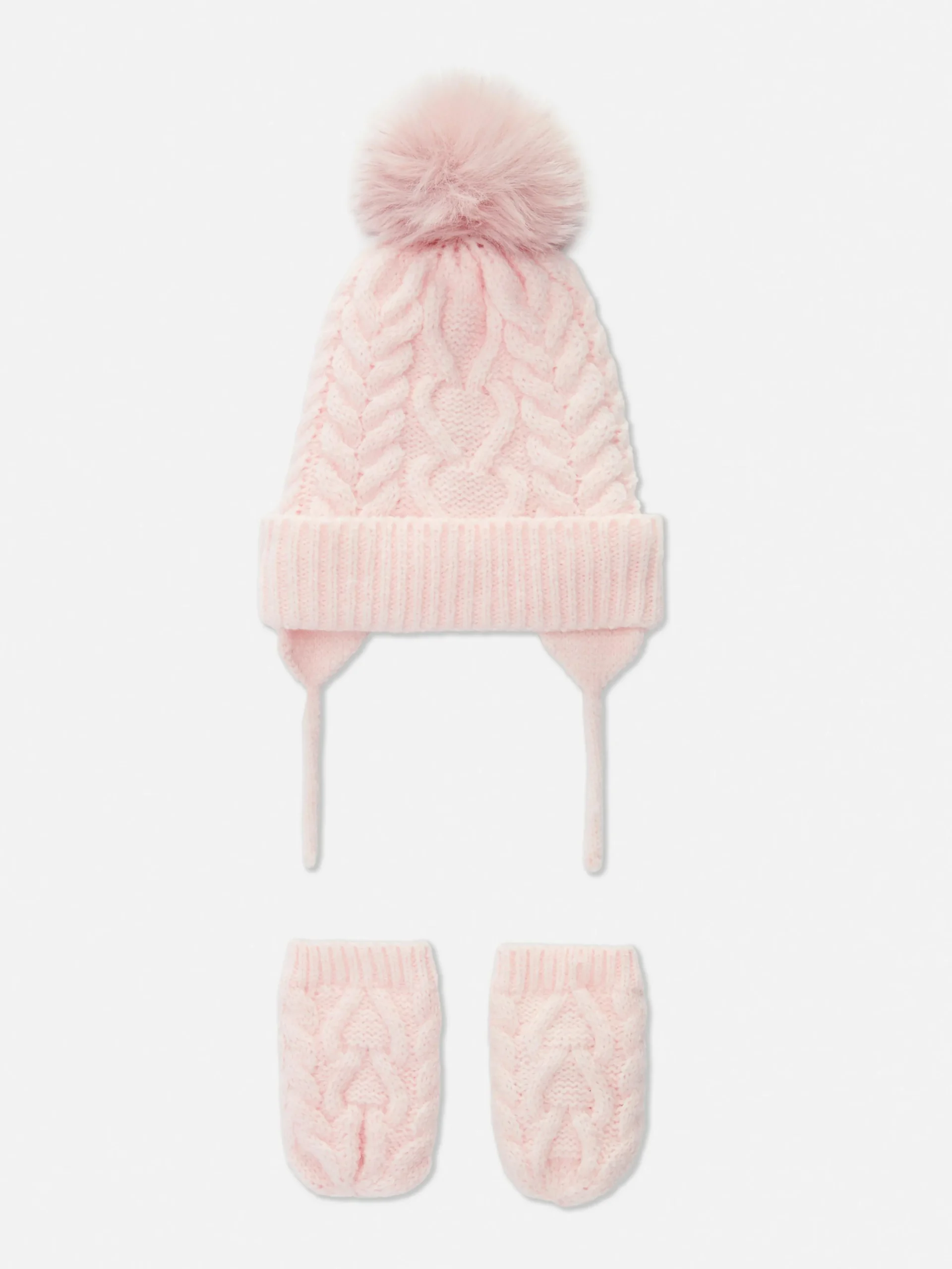 Set Van Kabelgebreide Beanie En Wanten