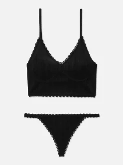 Set Van Lange Naadloze Ajour Bralette En String