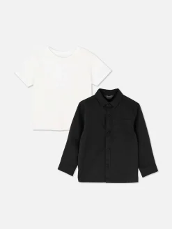 Set Van T-shirt En Overhemd Met Lange Mouwen