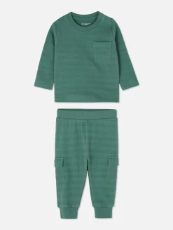 Set Van T-shirt Met Textuur En Cargobroek