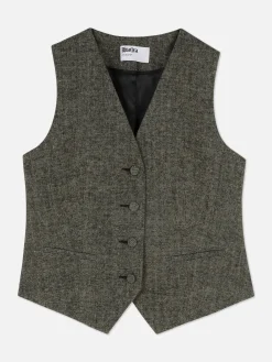 Single-breasted Gilet Met Visgraatmotief Rita Ora