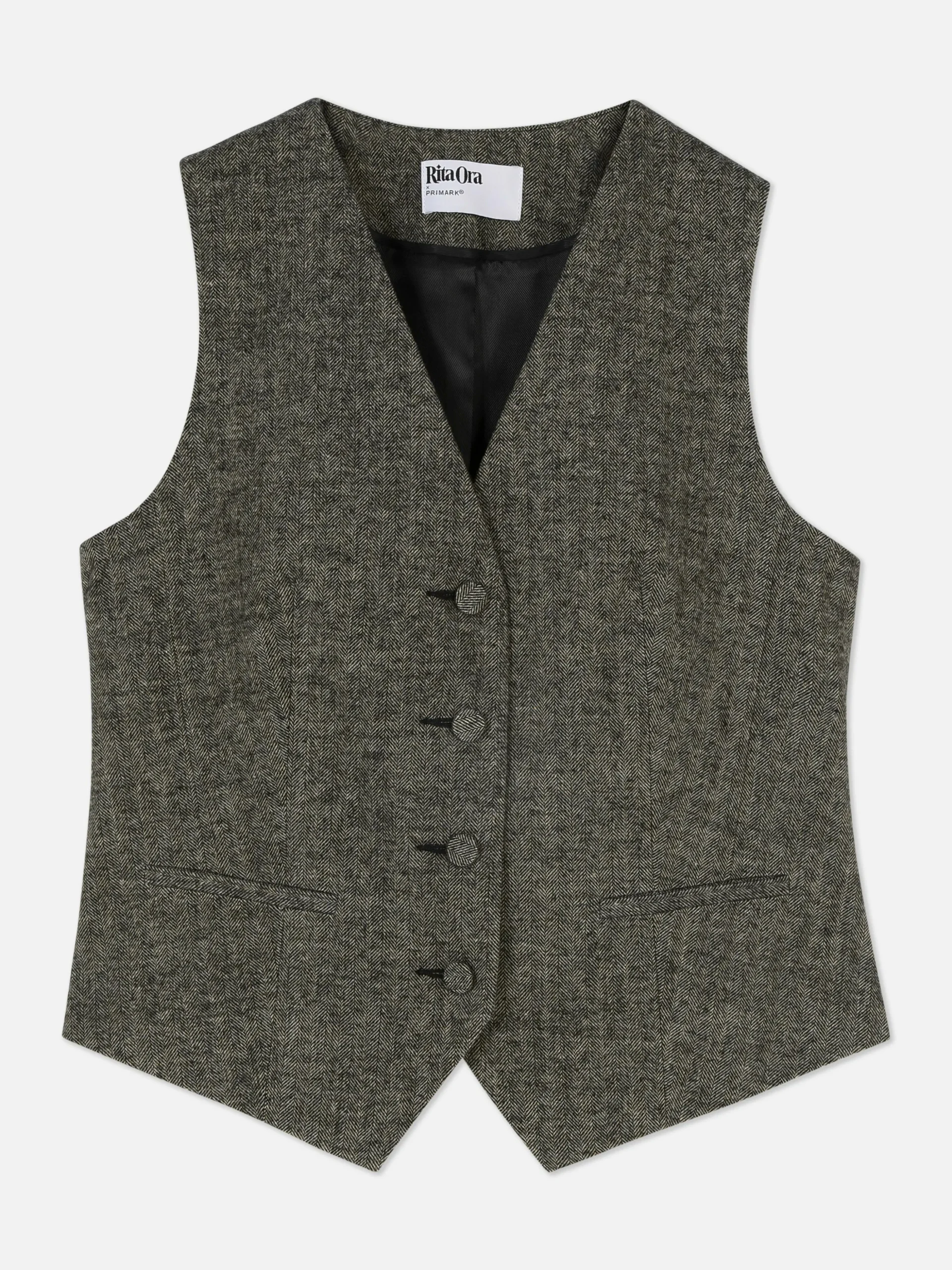 Single-breasted Gilet Met Visgraatmotief Rita Ora