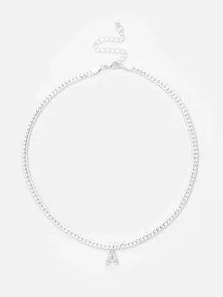 Slangenketting Met Initiaal En Stras