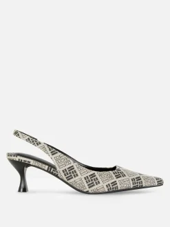 Slingback Kitten Heels Met Geometrisch Patroon
