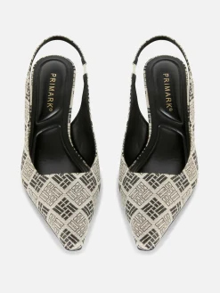 Slingback Kitten Heels Met Geometrisch Patroon