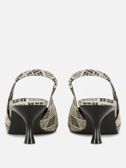 Slingback Kitten Heels Met Geometrisch Patroon