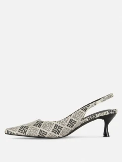 Slingback Kitten Heels Met Geometrisch Patroon