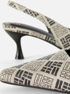 Slingback Kitten Heels Met Geometrisch Patroon