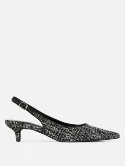Slingback Kitten Heels Van Bouclé