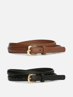 Smalle Imitatieleren Riemen, Set Van 2