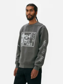 Sweatshirt Met Acid Wash Disney X Keith Haring