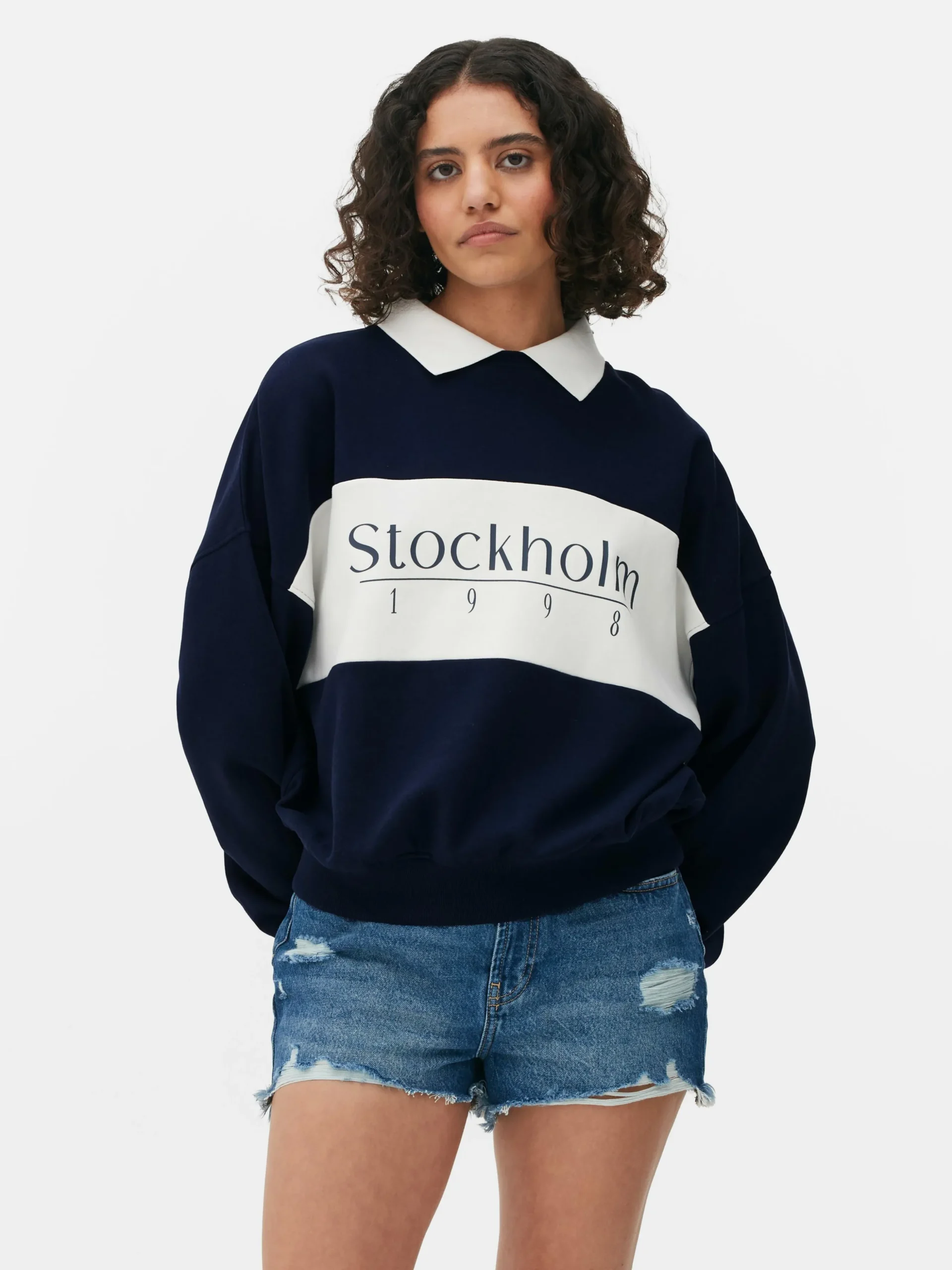 Sweatshirt Met Kraag En Print