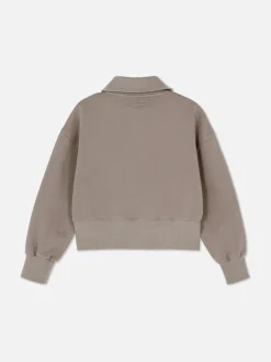 Sweatshirt Met Opstaande Kraag En Acid Wash