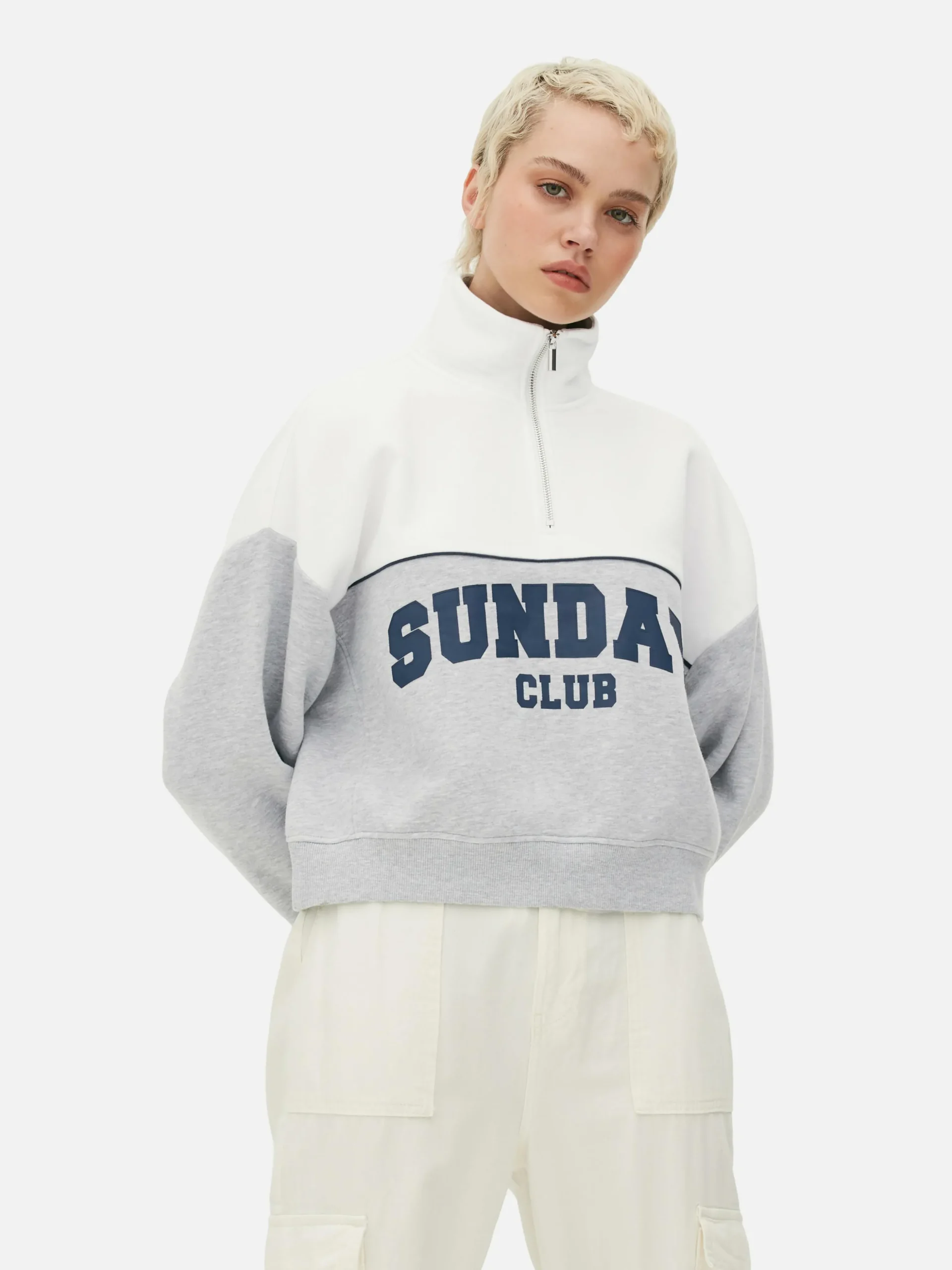 Sweatshirt Met Opstaande Kraag En Print