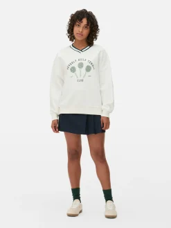 Sweatshirt Met V-hals Met Tennisprint