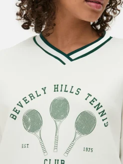 Sweatshirt Met V-hals Met Tennisprint
