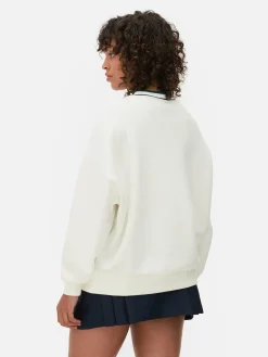 Sweatshirt Met V-hals Met Tennisprint