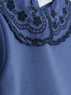 Sweatshirtjurk Met Broderie Anglaise