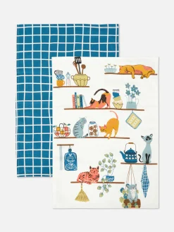 Theedoeken Met Print, Set Van 2