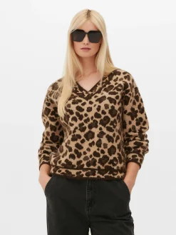Trui Met V-hals En Luipaardprint