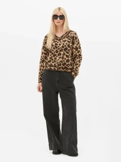 Trui Met V-hals En Luipaardprint