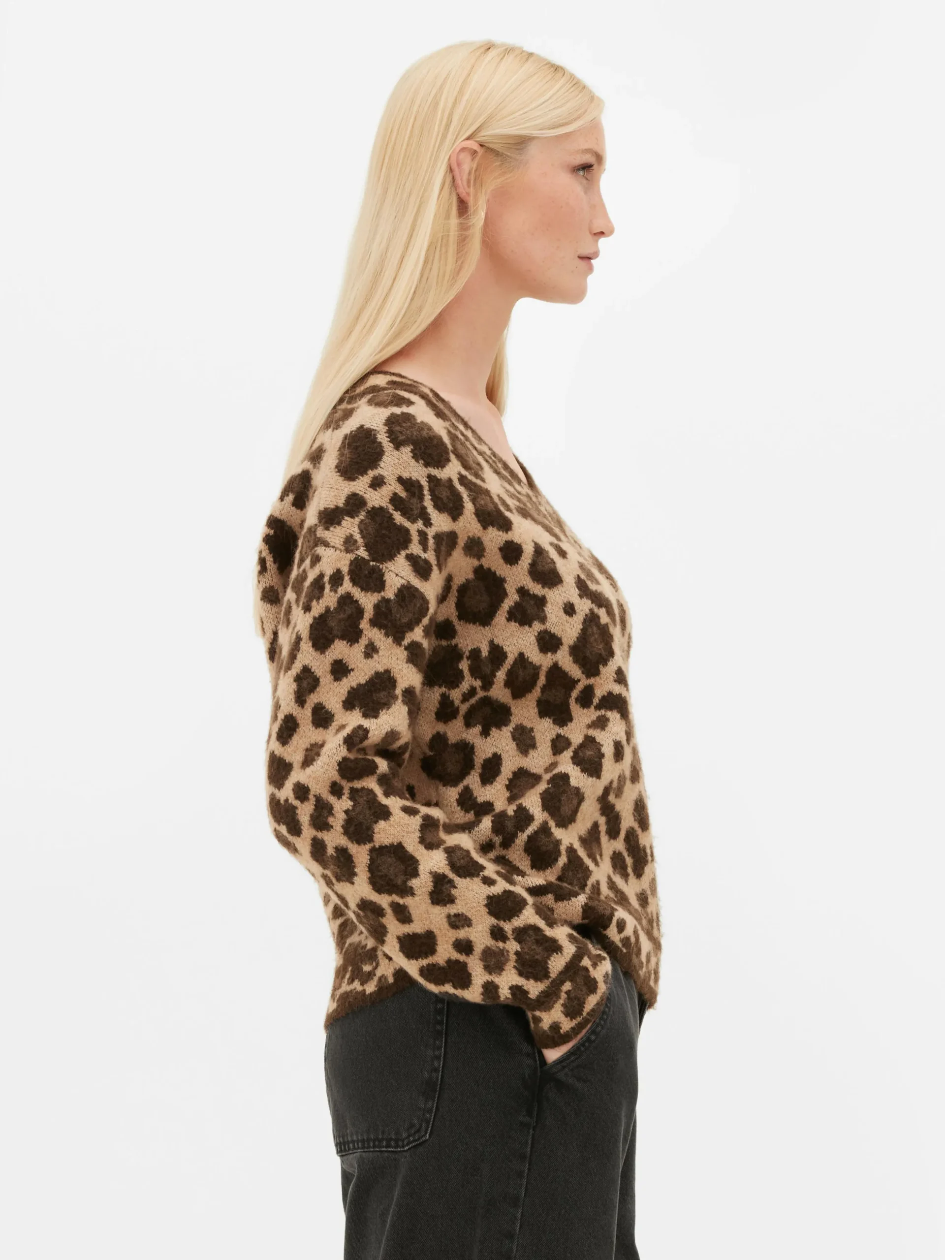Trui Met V-hals En Luipaardprint
