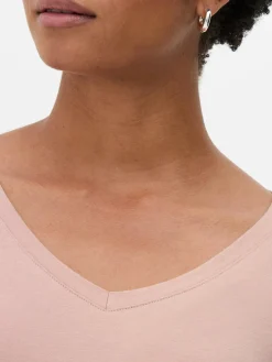 T-shirt Met Lange Mouwen En V-hals