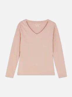 T-shirt Met Lange Mouwen En V-hals