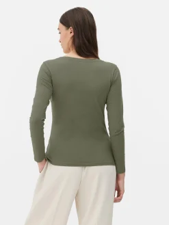 T-shirt Met Lange Mouwen En V-hals