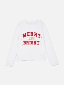 T-shirt Met Lange Mouwen En Kerstprint