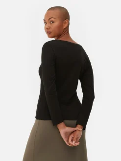 T-shirt Met Stretch En Lange Mouwen
