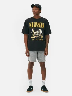T-shirt Met Verwassen Effect Nirvana