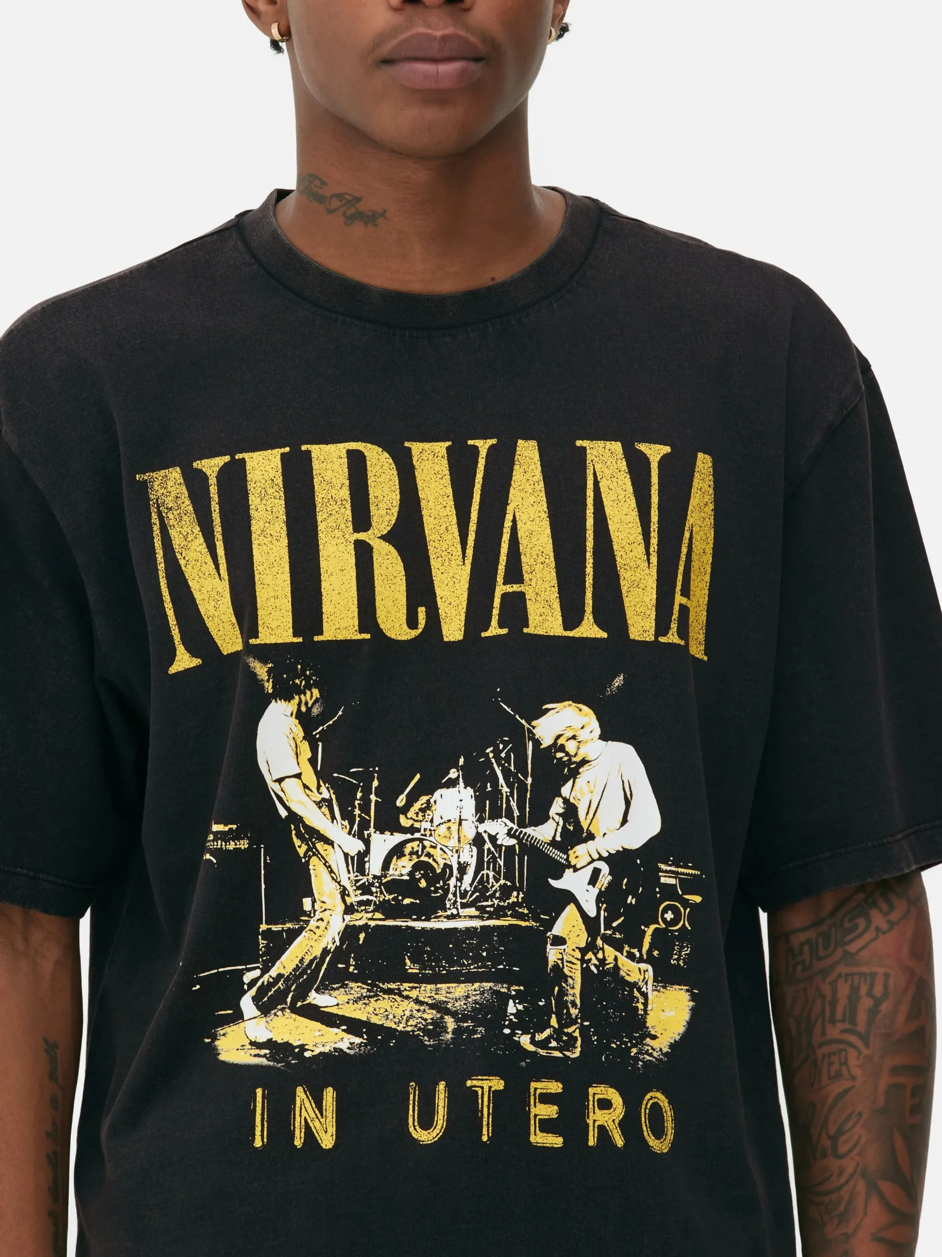 T-shirt Met Verwassen Effect Nirvana