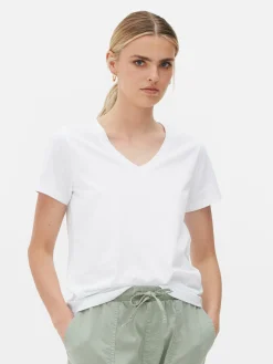 T-shirt Met V-hals En Korte Mouwen
