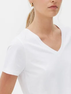 T-shirt Met V-hals En Korte Mouwen