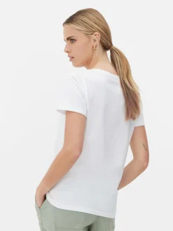 T-shirt Met V-hals En Korte Mouwen