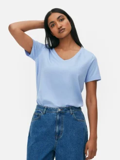 T-shirt Met V-hals En Korte Mouwen