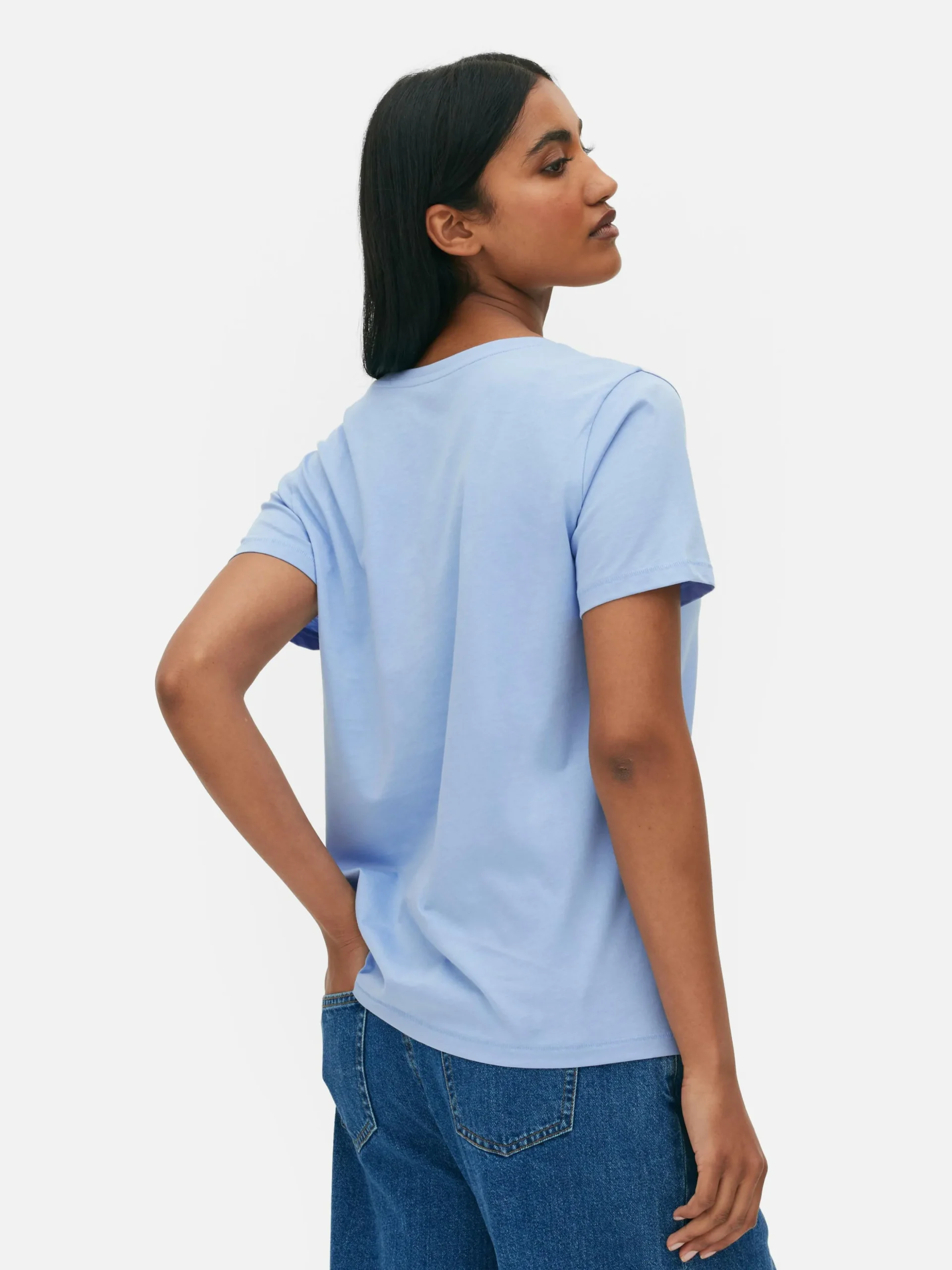 T-shirt Met V-hals En Korte Mouwen