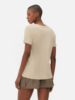 T-shirt Met V-hals En Korte Mouwen